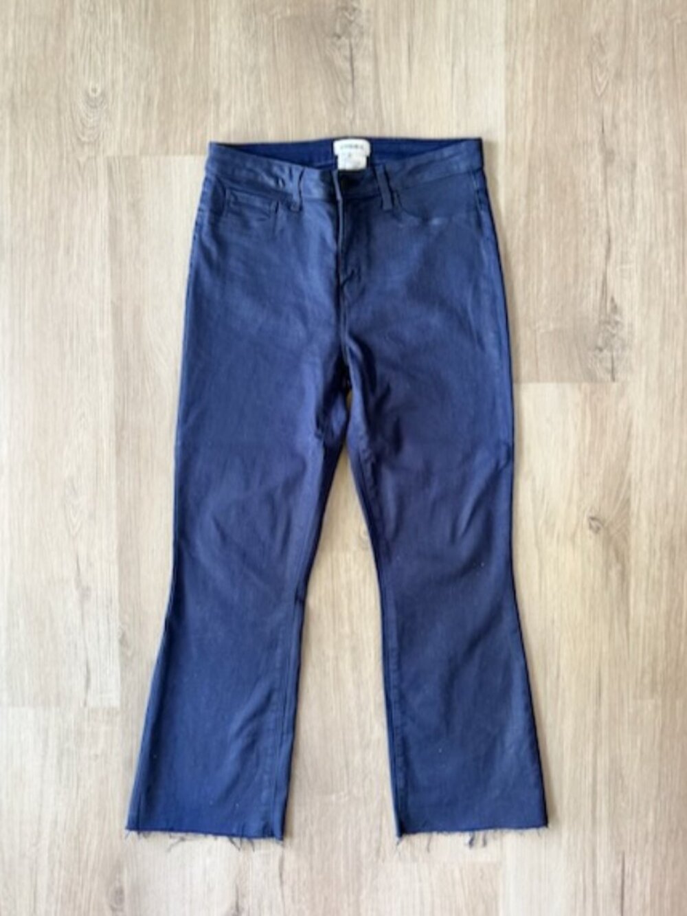 L'AGENCE Kendra Coated Flare Jeans Sz 29 Navy Blue